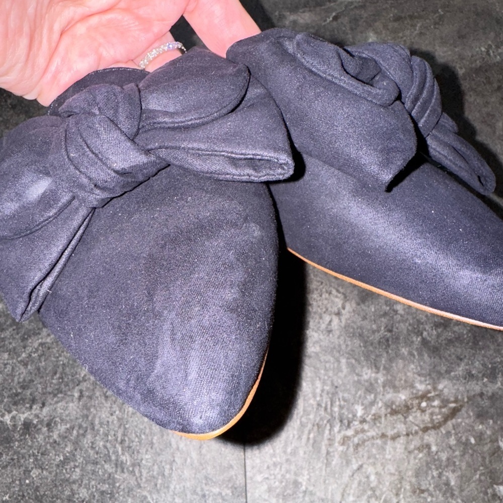 J. Crew Navy Blue Suedes Bow Mules Size 9 - Picture 4 of 8